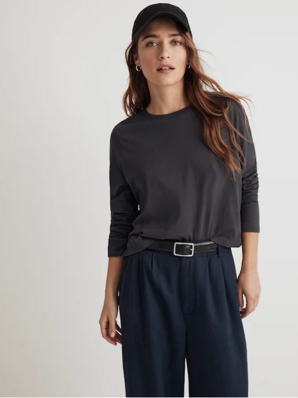 Madewell Softfade Cotton Cropped Long Sleeve Tee Gray M  Normcore